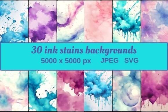 30 Ink Stains Backgrounds: Graphics for Dreamy Branding