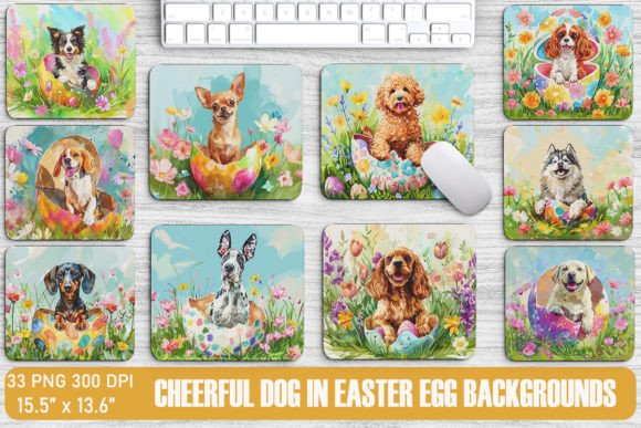 Cheerful Dog in Easter Egg Backgrounds Review for Sellers