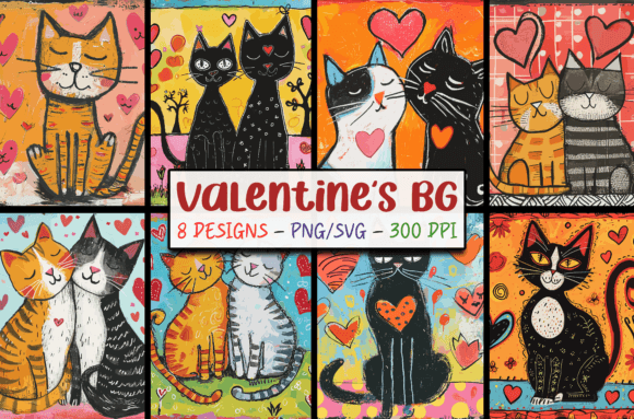 Cute Valentines Day Cats Backgrounds SVG Graphics Review