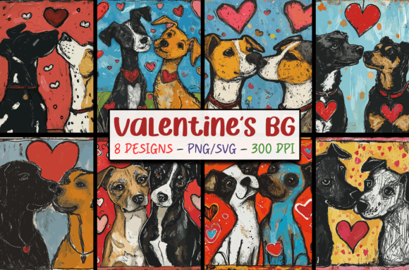 Cute Valentines Day Dogs SVG Backgrounds for Client Projects