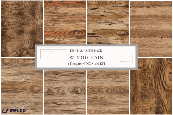 Digital Paper Wood Grain Backgrounds