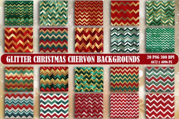 Glitter Christmas Chevron Graphics & Backgrounds Review