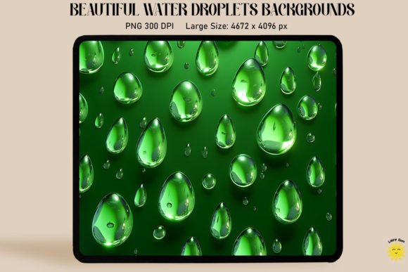 Light Green Water Drops Backgrounds