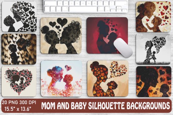 Mom and Baby Silhouette Backgrounds Graphics Review