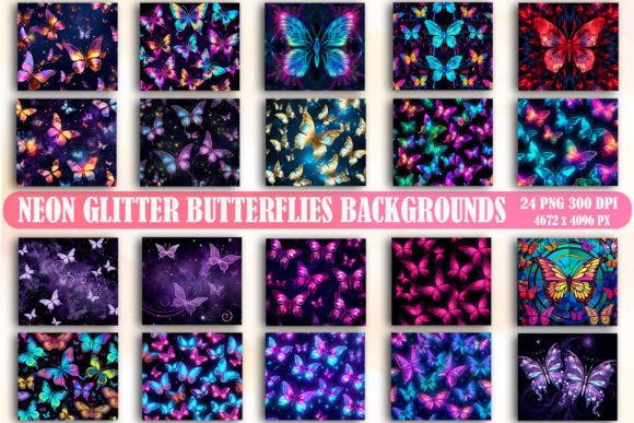 Neon Glitter Butterfly Backgrounds: Graphics for Playful Local Branding