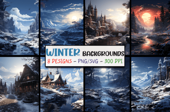 Painted Cute Winter Backgrounds – SVG Graphics Review
