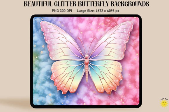 Rainbow Pastel Butterfly Backgrounds for Graphics & More
