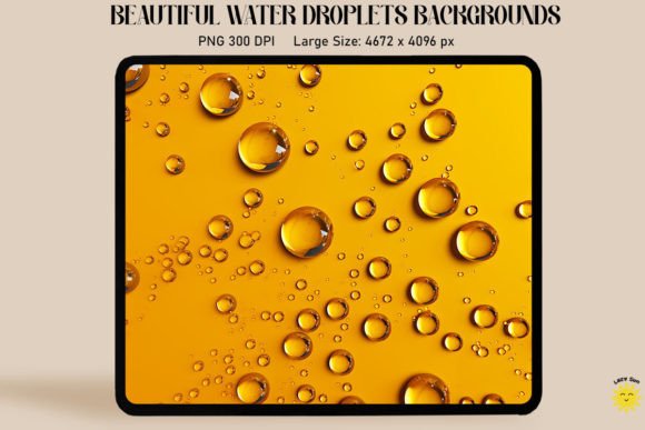 Water Drops on Yellow Backgrounds Graphics