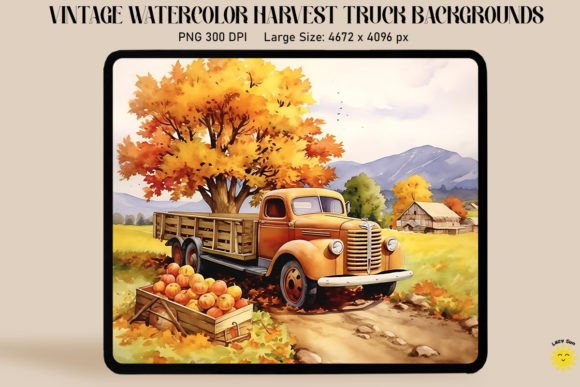 Watercolor Harvest Scene Backgrounds: A Graphics Review for Crafters